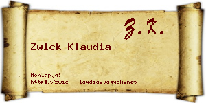 Zwick Klaudia névjegykártya
